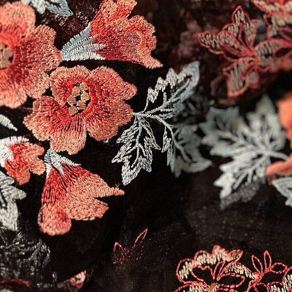 Guess SZ M Black Embroidered Mesh 80's Dress Boho Whimsigoth Fairy Sexy Y2K - Picture 12 of 15